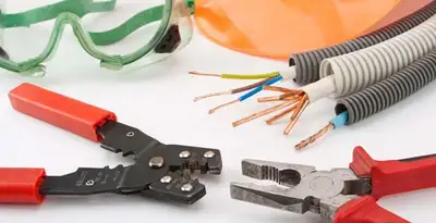 Electrical wiring repair with professional tools and safety equipment in Jamestown, MO